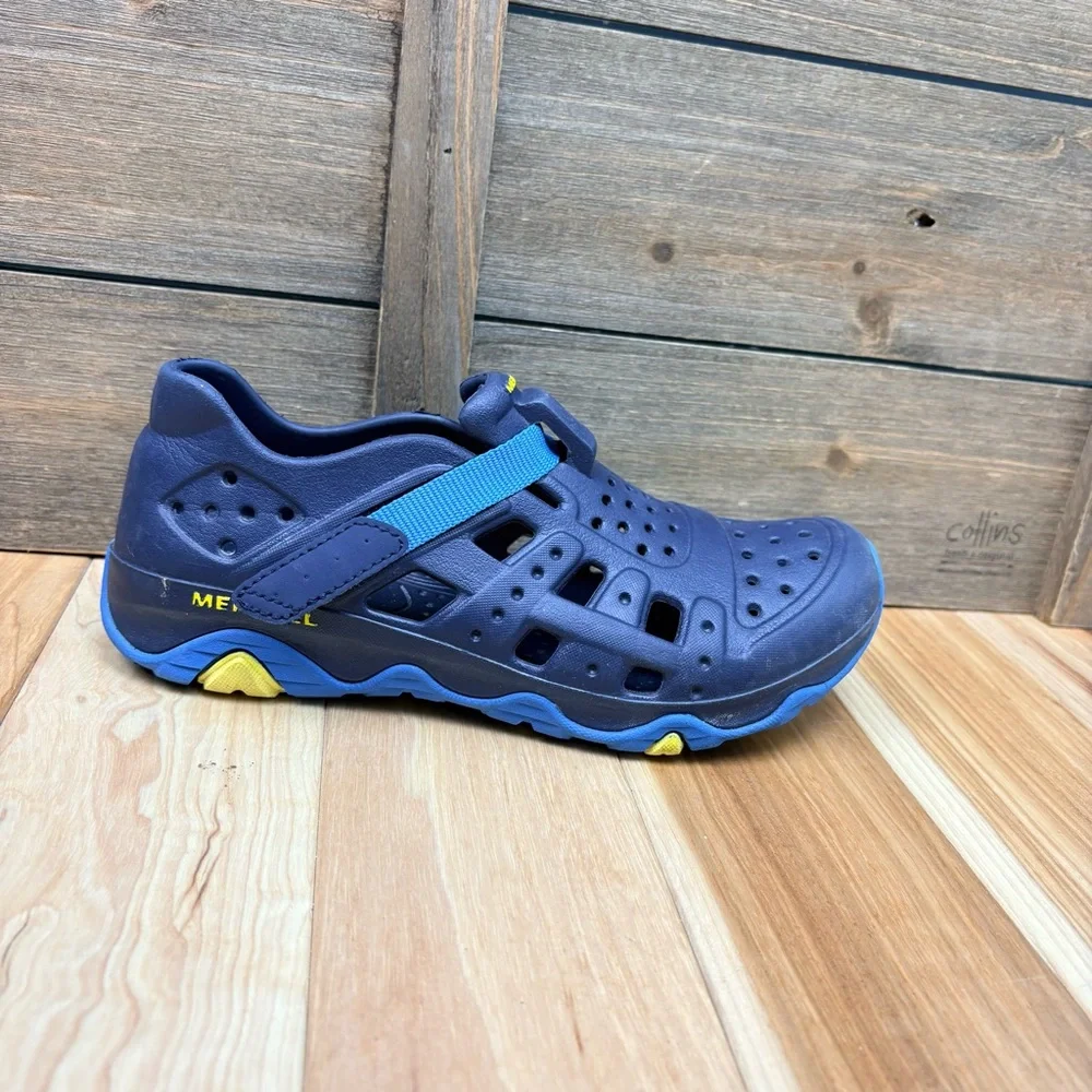 Merrell Kids Unisex Hydro Canyon Sneaker Sandal Blue & Yellow Sz 3